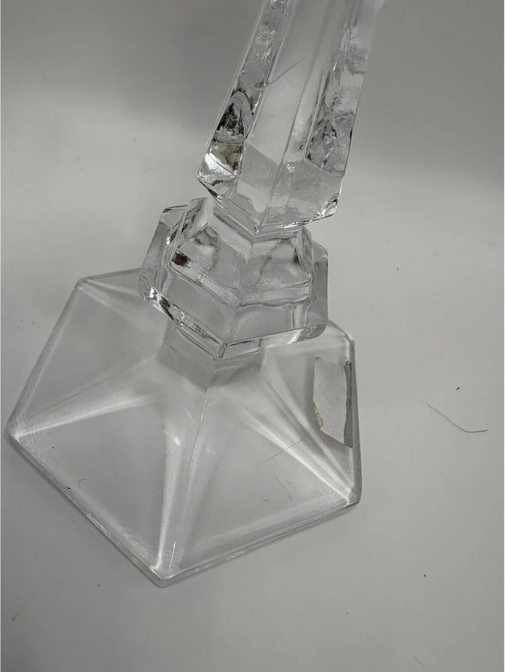 Vintage Mikasa Style 7 Inch Hexagonal Crystal Candle Holders Pair